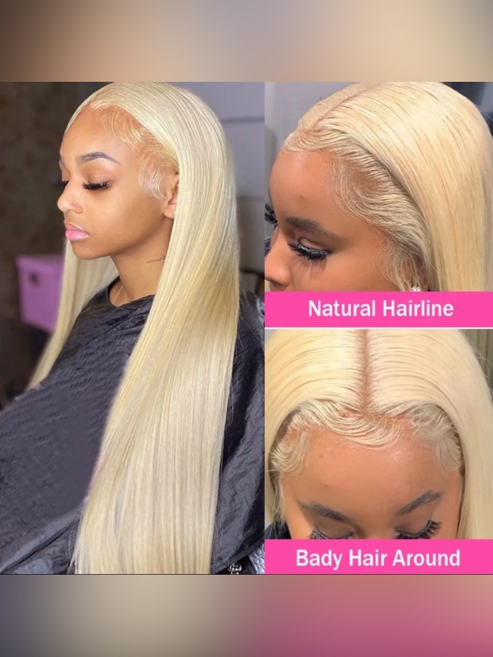 30” Blonde 613 Straight Lace Front 13x4 Human Hair Wig - Natural Hairline